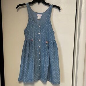 Charming Kids Denim Dress with Floral Accents